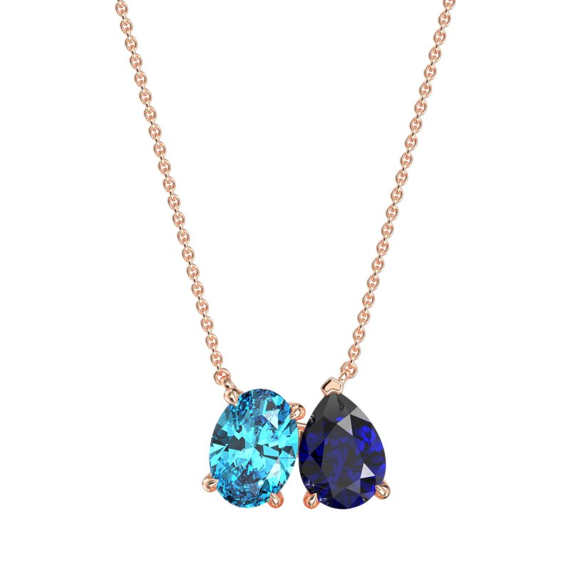 Oval and Pear Toi et Moi Necklace