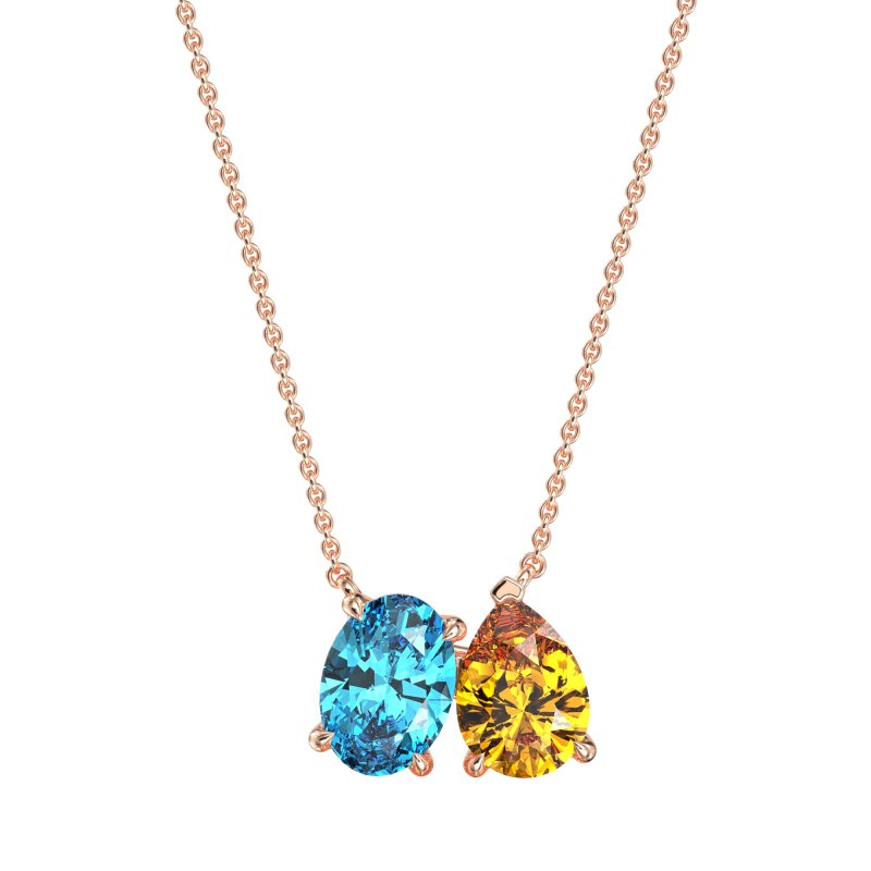 Oval and Pear Toi et Moi Necklace