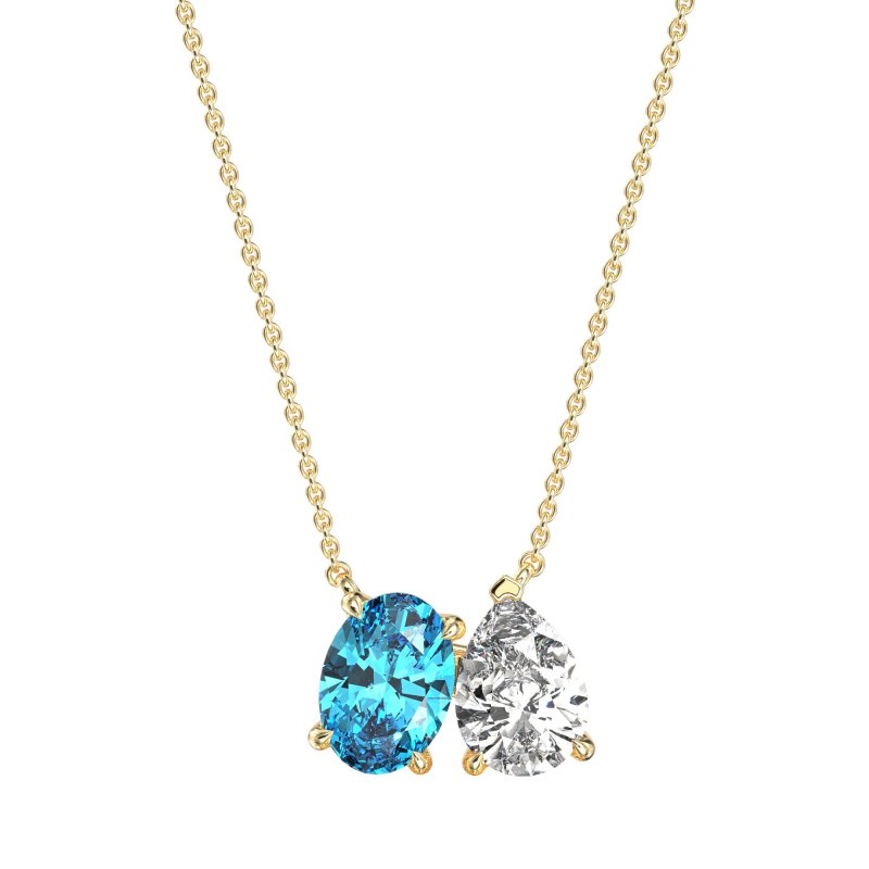 Oval and Pear Toi et Moi Necklace