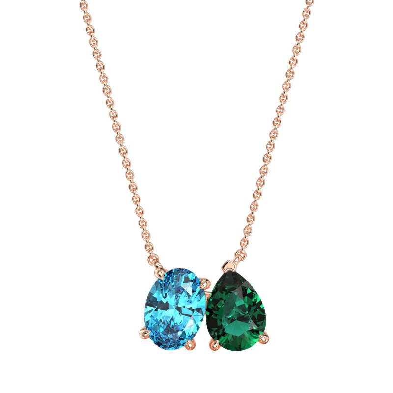 Oval and Pear Toi et Moi Necklace