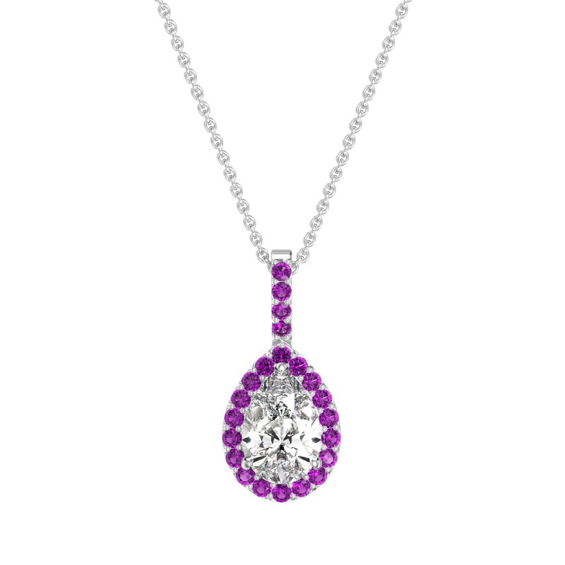 Tear Drop Halo Necklace