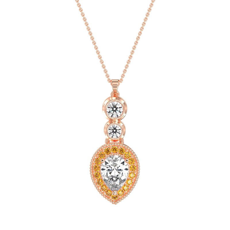 Tear Drop Halo Necklace
