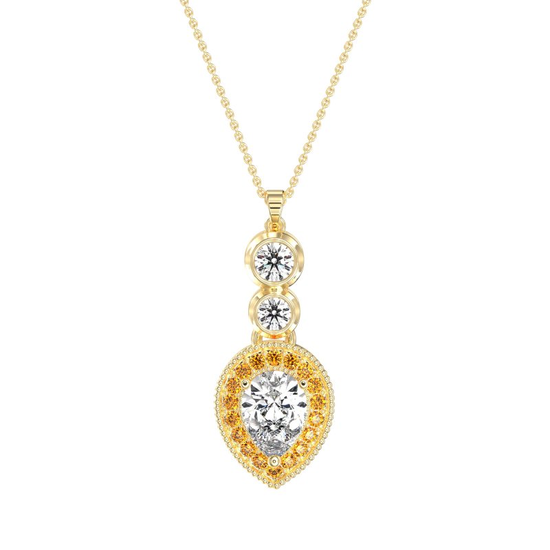 Tear Drop Halo Necklace
