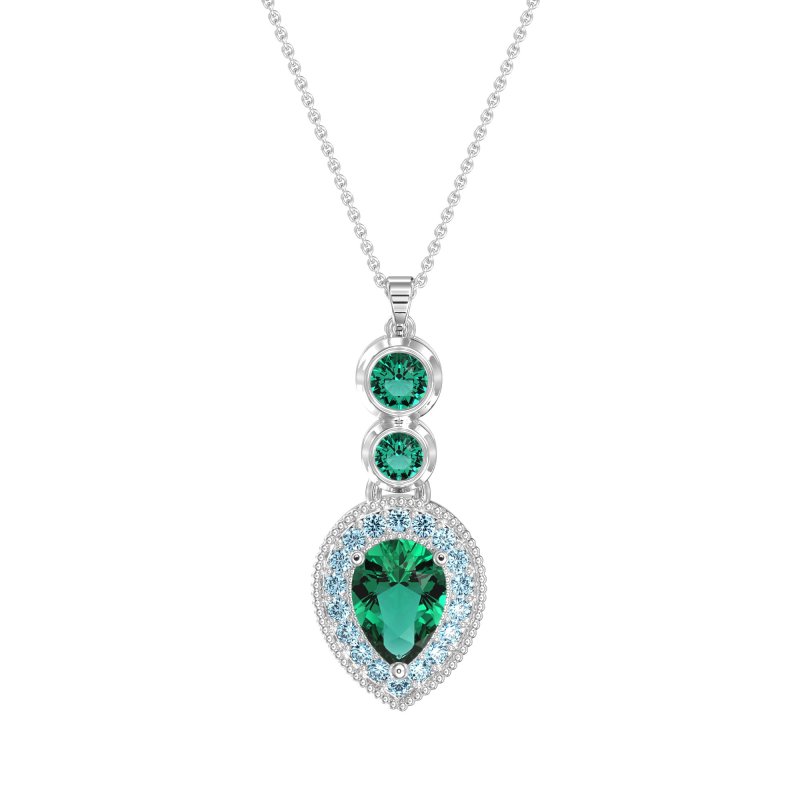 Tear Drop Halo Necklace