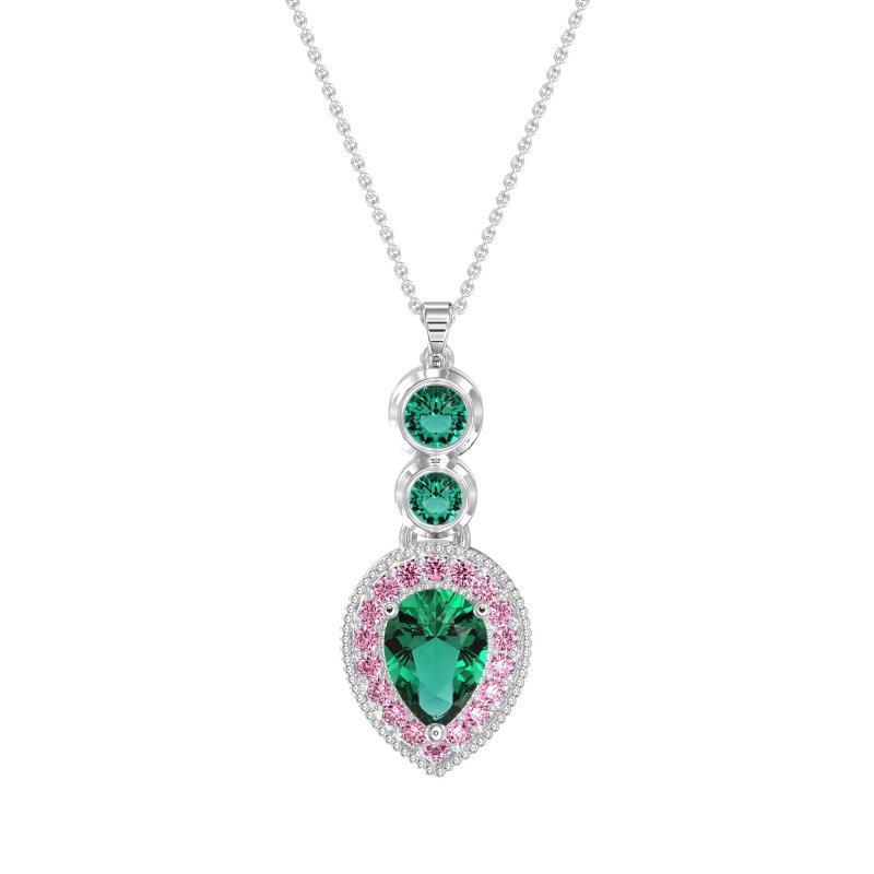 Tear Drop Halo Necklace
