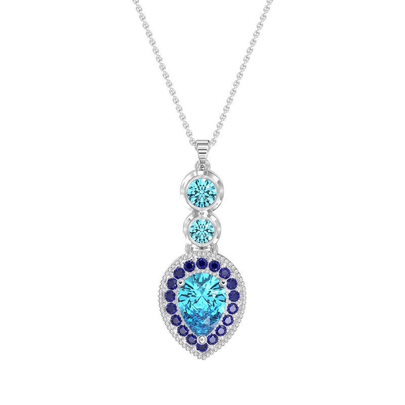 Tear Drop Halo Necklace