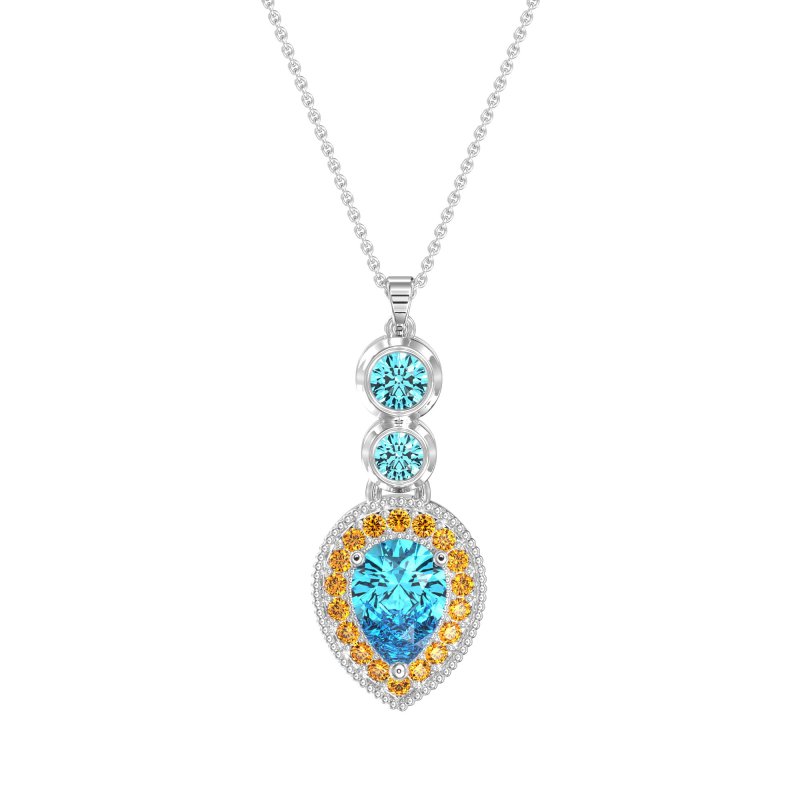 Tear Drop Halo Necklace