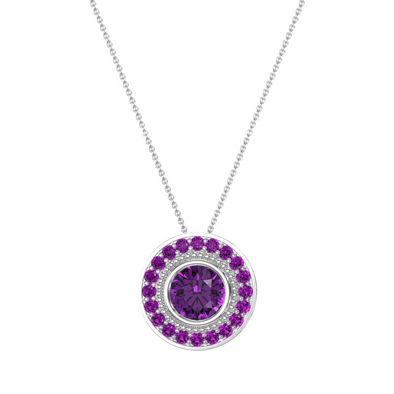 Round Halo Bezel Necklace