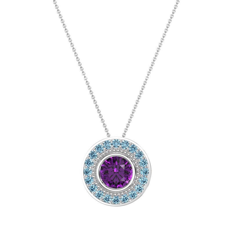 Round Halo Bezel Necklace
