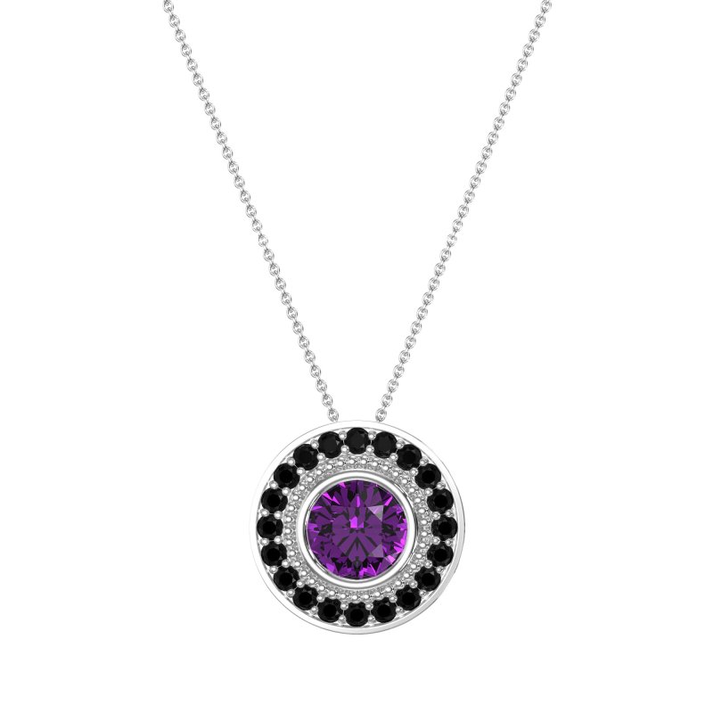 Round Halo Bezel Necklace