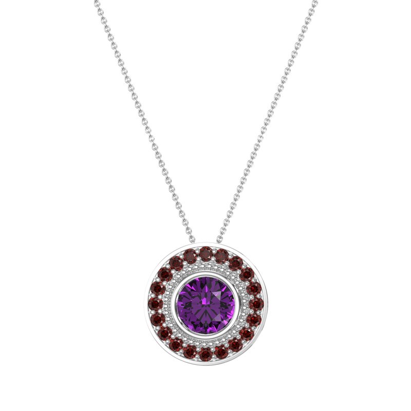 Round Halo Bezel Necklace