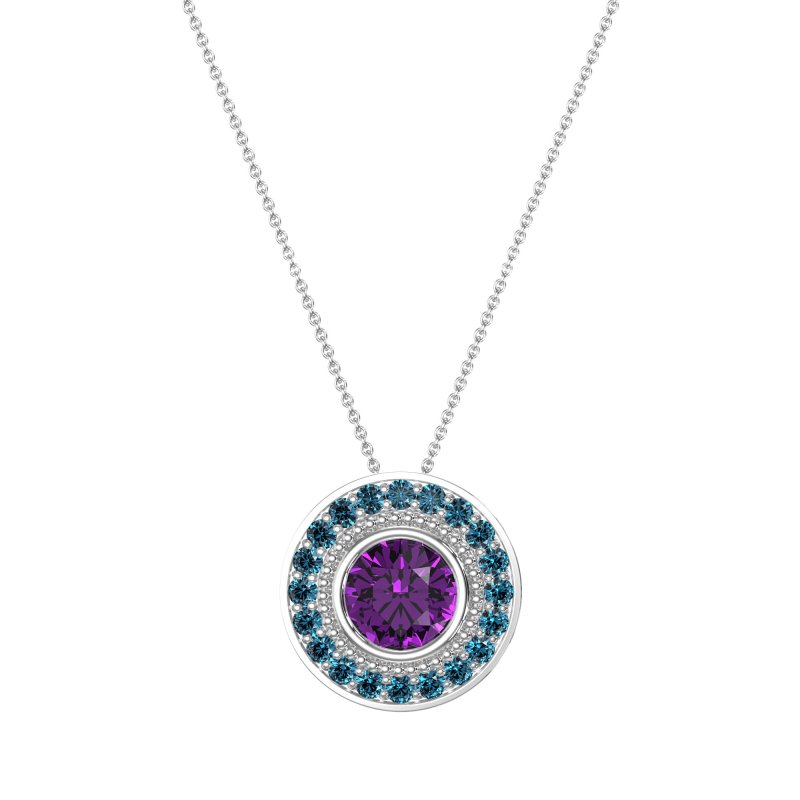 Round Halo Bezel Necklace