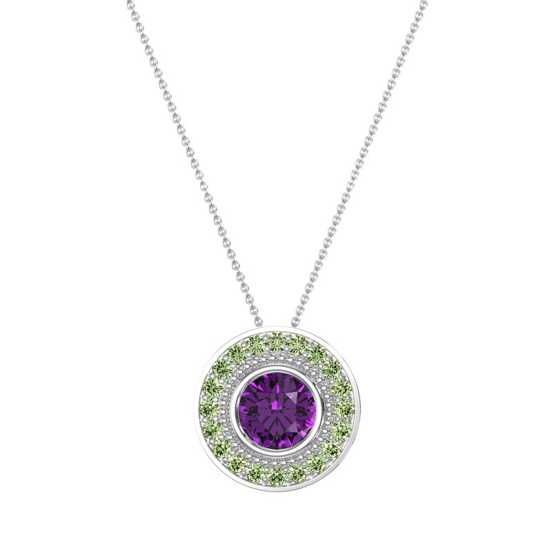 Round Halo Bezel Necklace