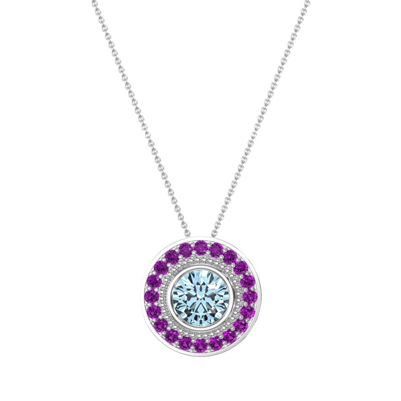 Round Halo Bezel Necklace