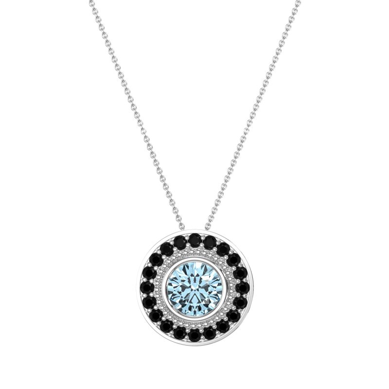 Round Halo Bezel Necklace