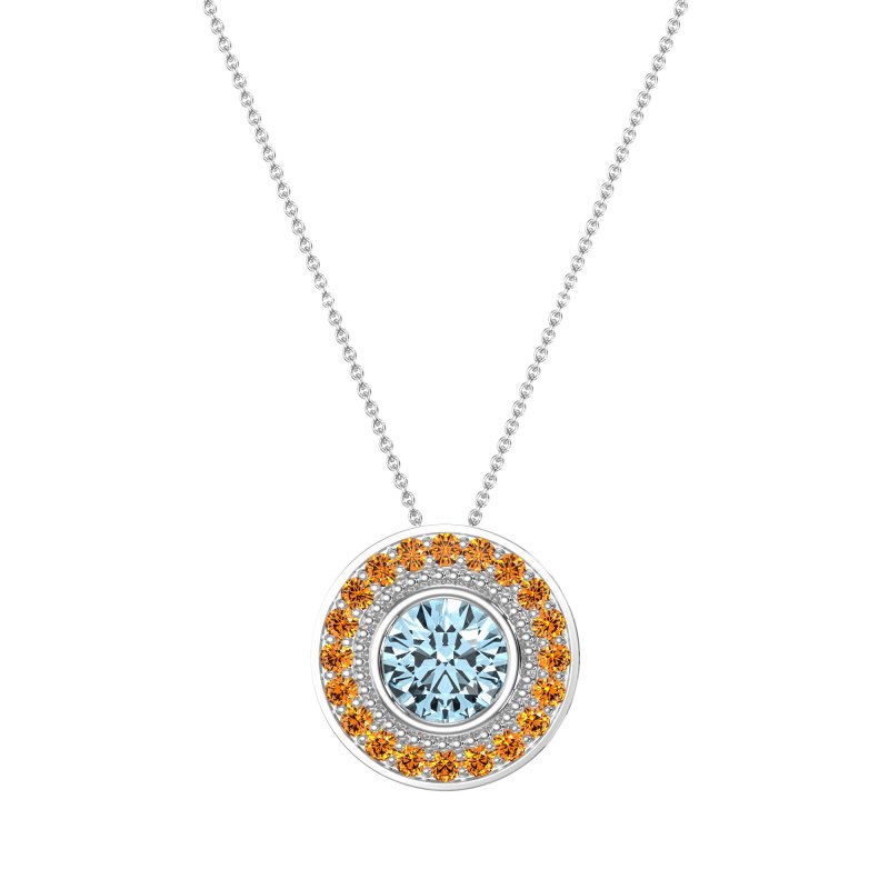 Round Halo Bezel Necklace