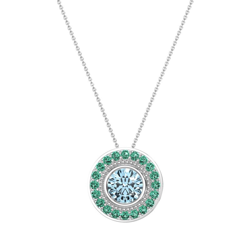 Round Halo Bezel Necklace