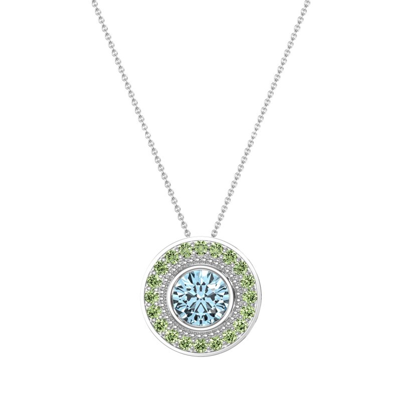 Round Halo Bezel Necklace