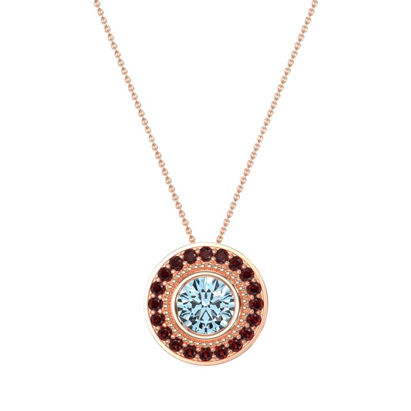 Round Halo Bezel Necklace