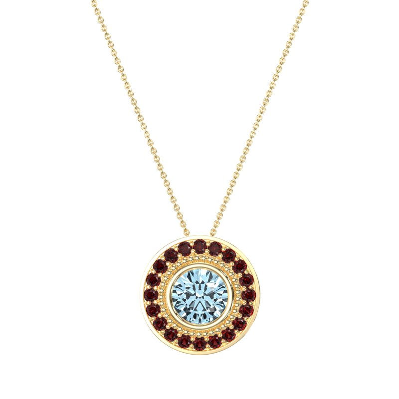 Round Halo Bezel Necklace