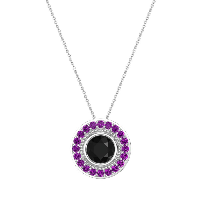 Round Halo Bezel Necklace