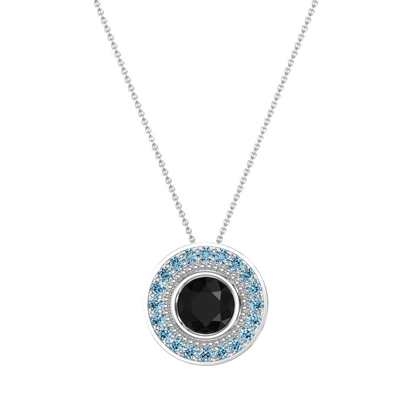 Round Halo Bezel Necklace