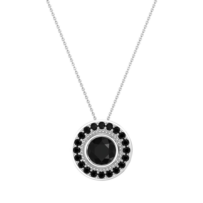 Round Halo Bezel Necklace