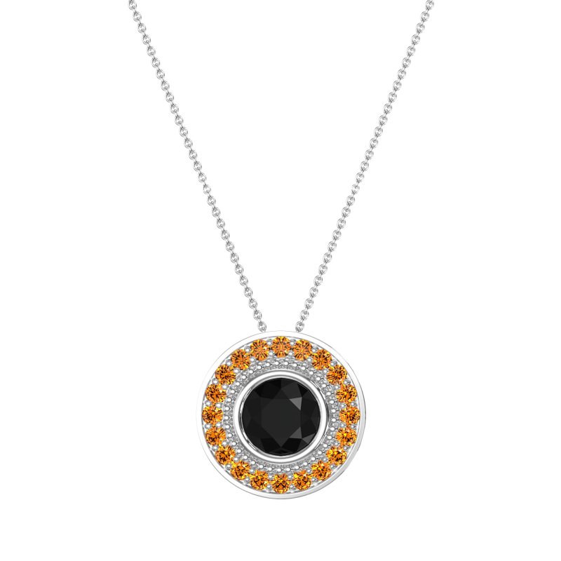 Round Halo Bezel Necklace