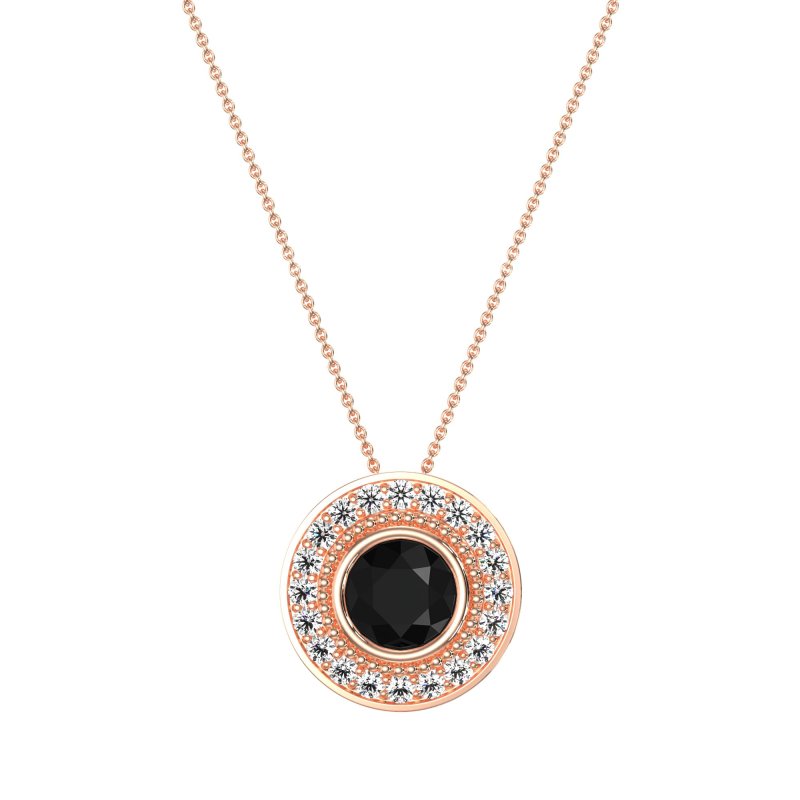 Round Halo Bezel Necklace