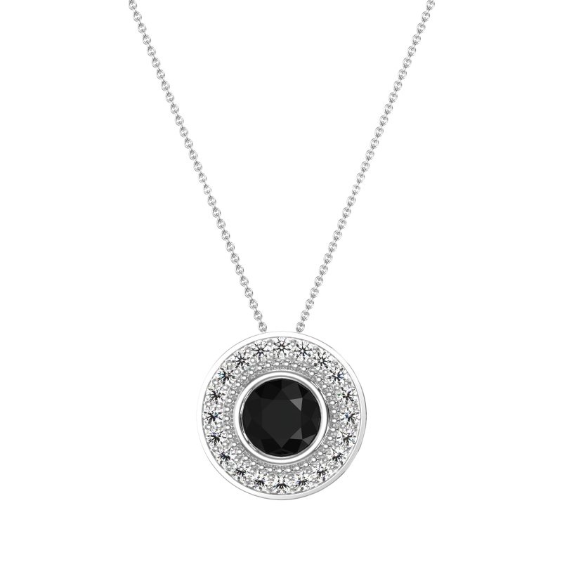 Round Halo Bezel Necklace