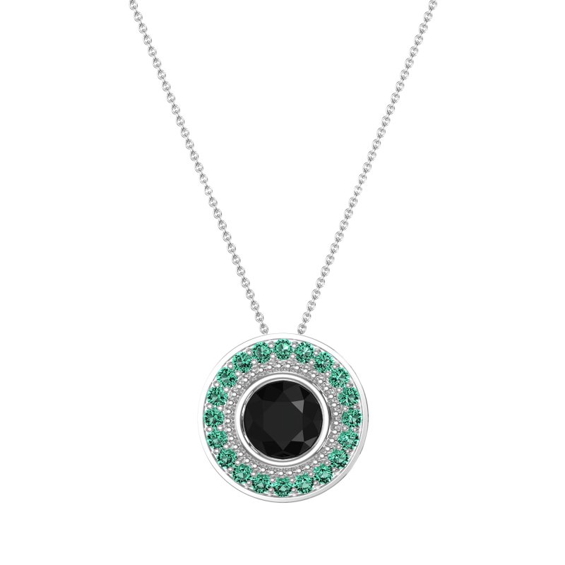 Round Halo Bezel Necklace