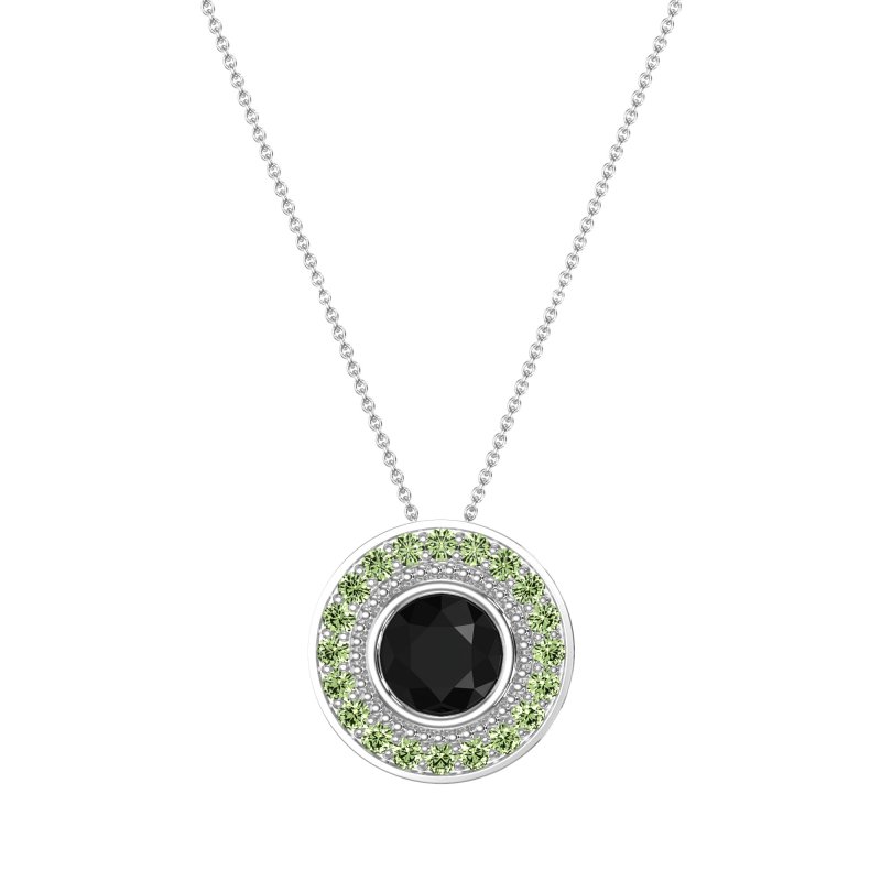 Round Halo Bezel Necklace