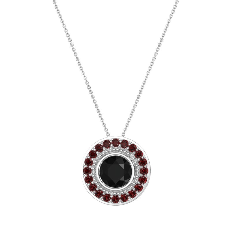 Round Halo Bezel Necklace