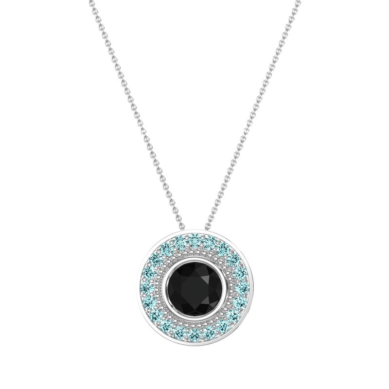 Round Halo Bezel Necklace