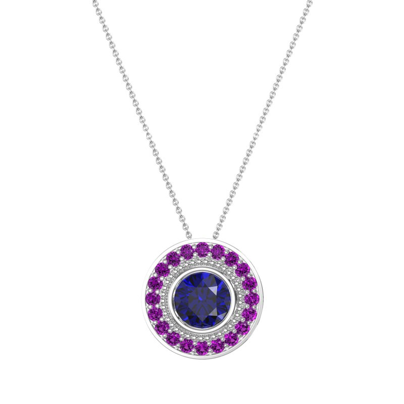 Round Halo Bezel Necklace