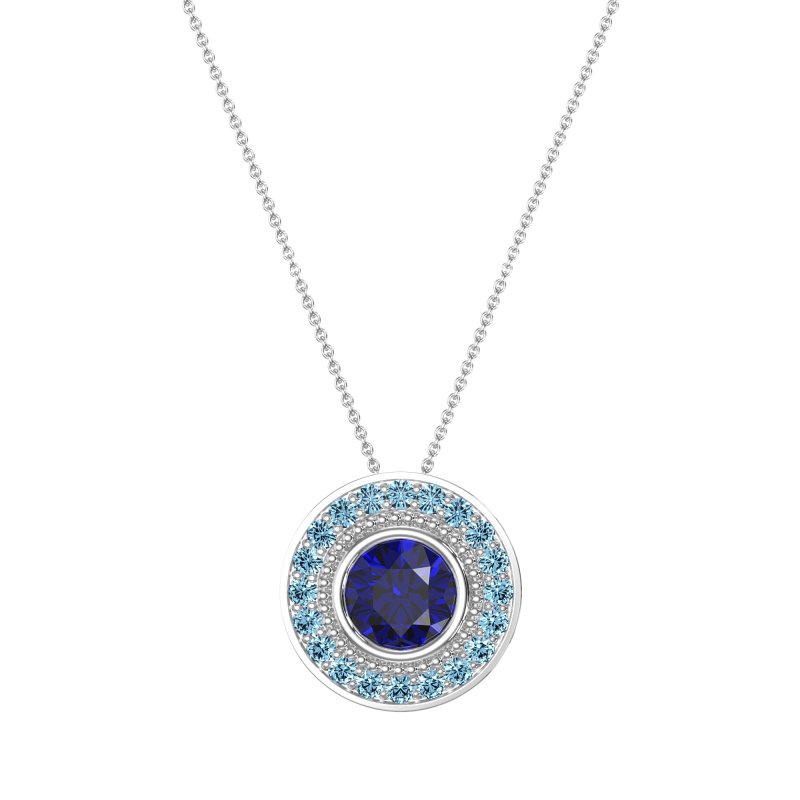 Round Halo Bezel Necklace