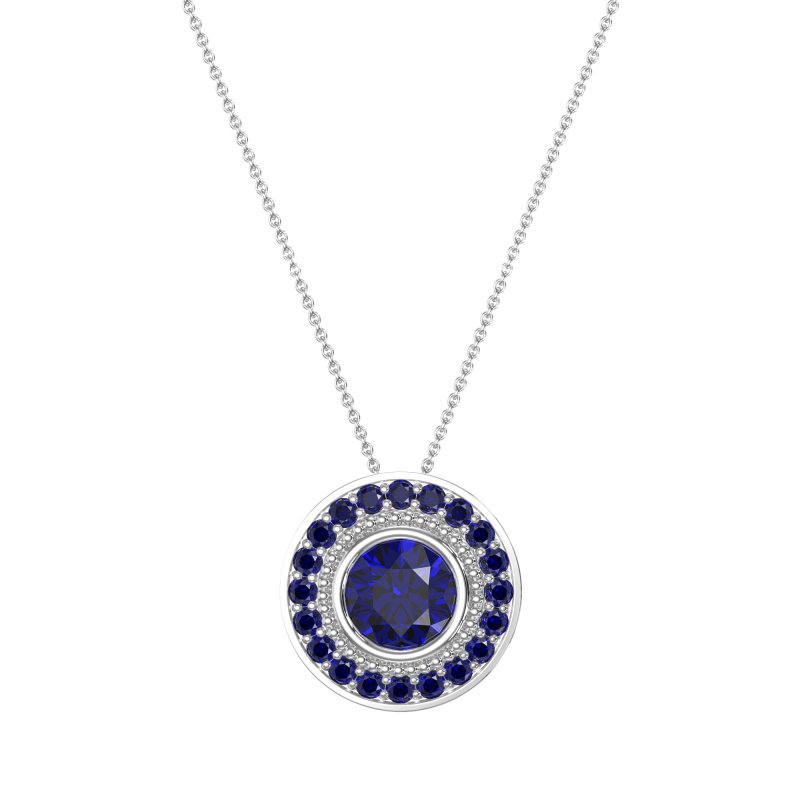 Round Halo Bezel Necklace