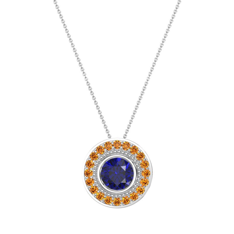 Round Halo Bezel Necklace
