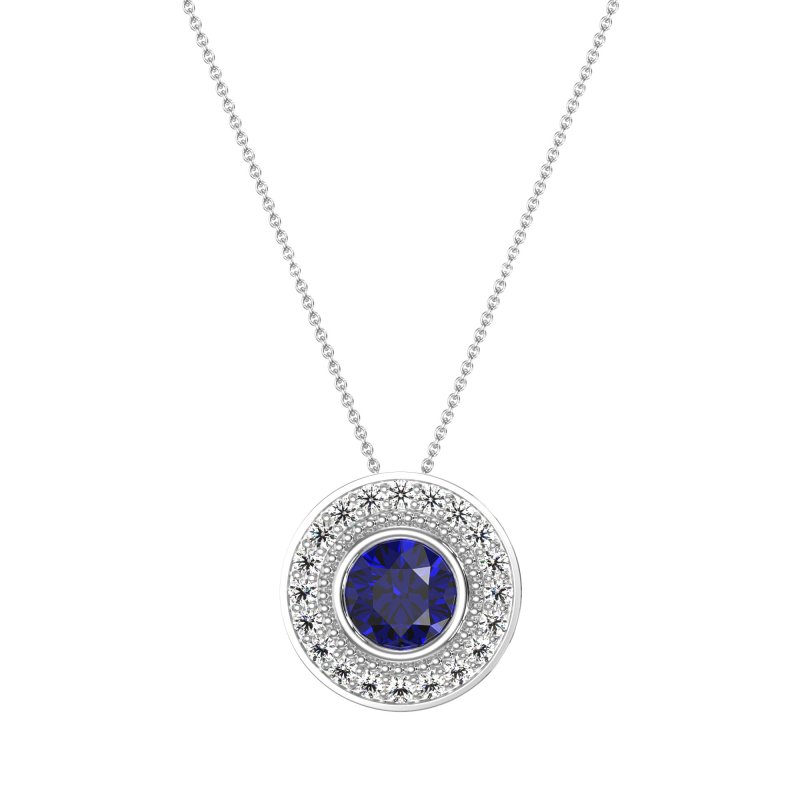 Round Halo Bezel Necklace