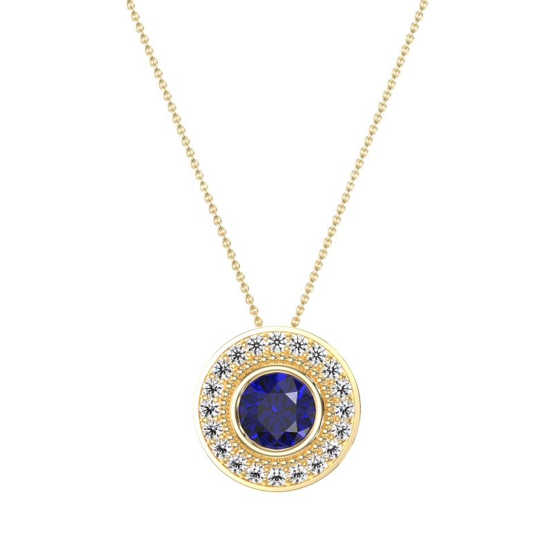 Round Halo Bezel Necklace