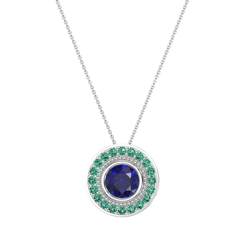Round Halo Bezel Necklace