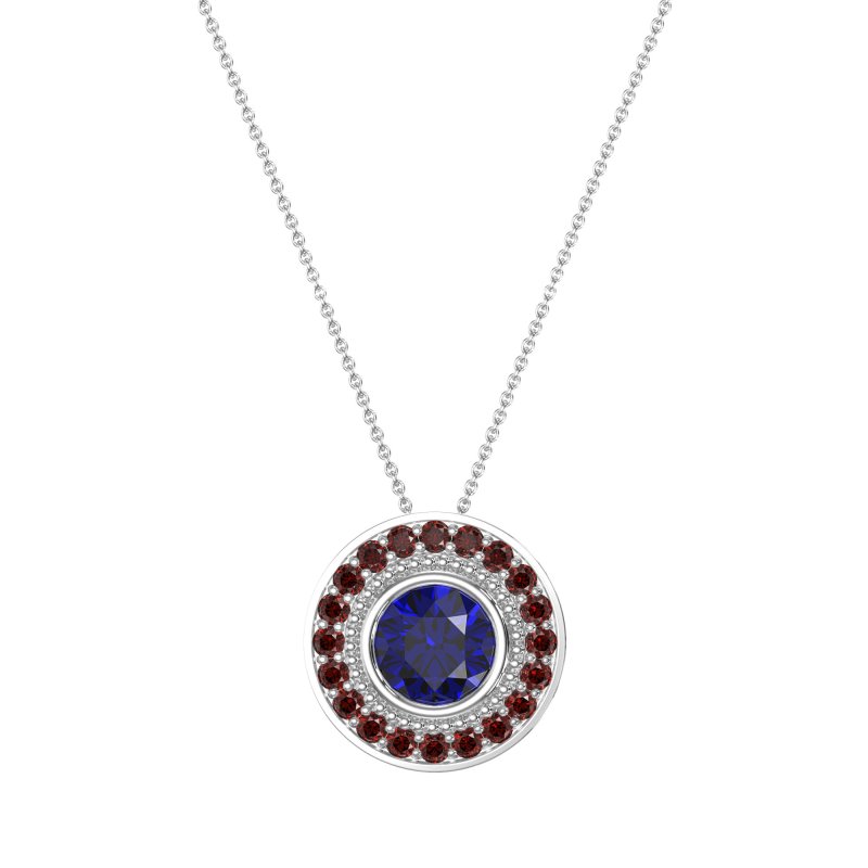 Round Halo Bezel Necklace
