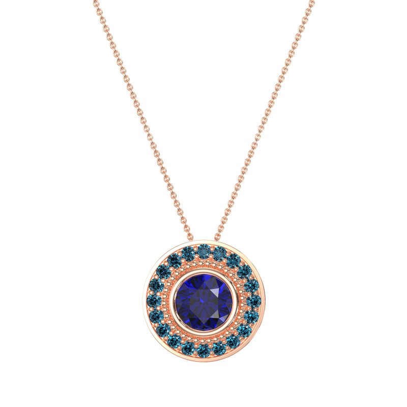 Round Halo Bezel Necklace
