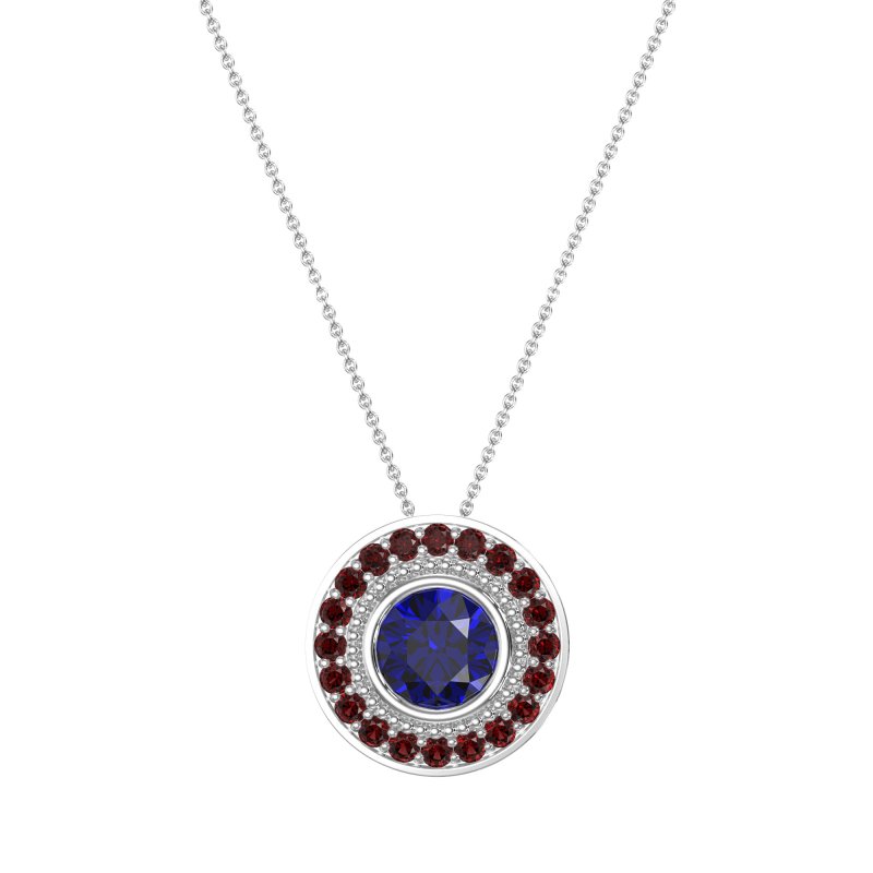 Round Halo Bezel Necklace