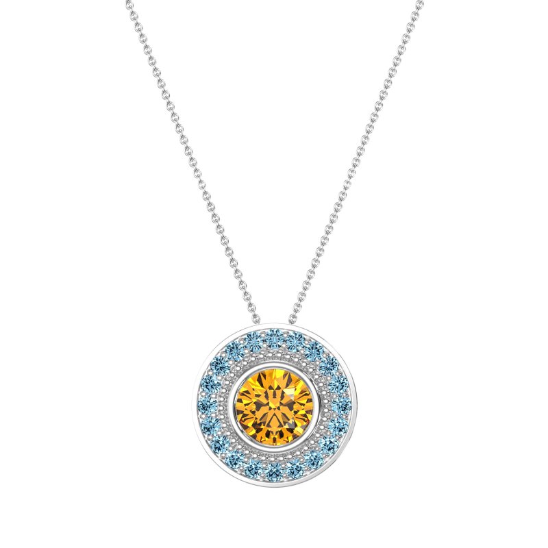 Round Halo Bezel Necklace