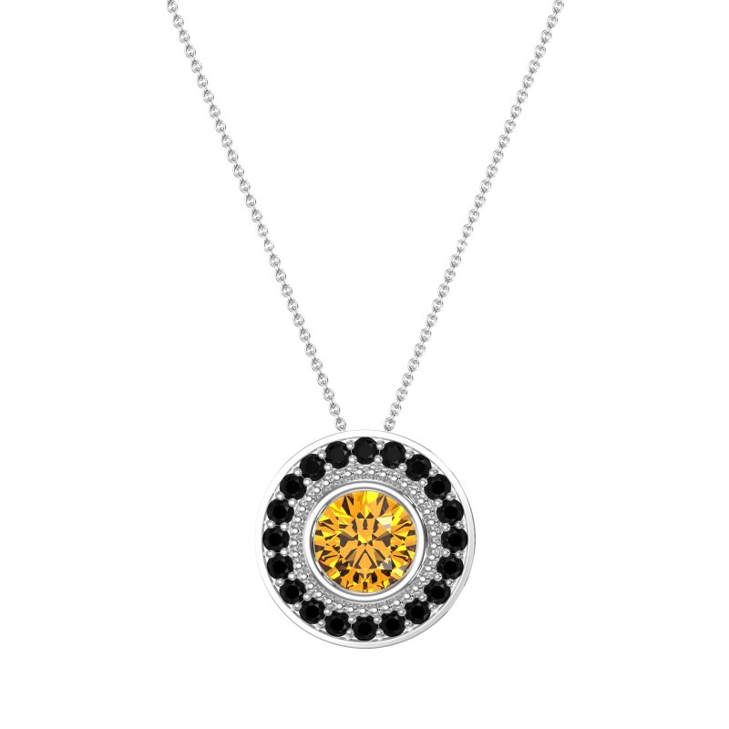 Round Halo Bezel Necklace