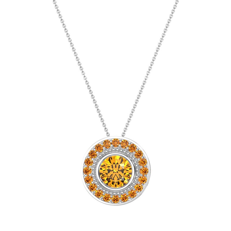 Round Halo Bezel Necklace