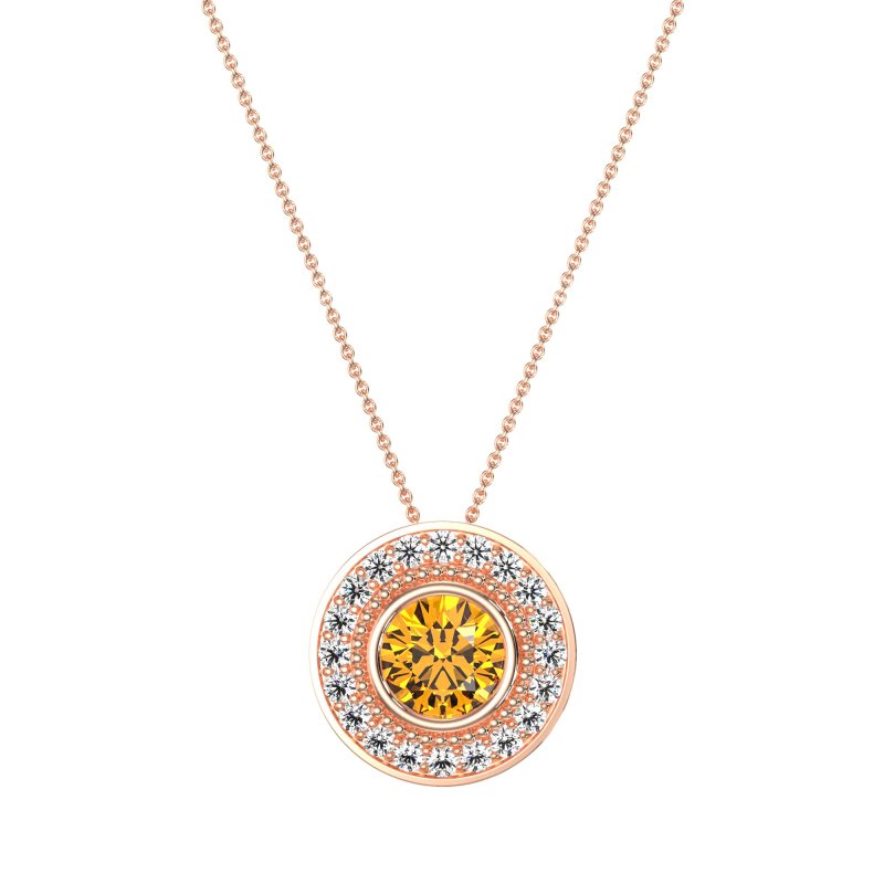Round Halo Bezel Necklace