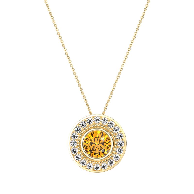 Round Halo Bezel Necklace