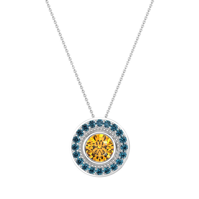 Round Halo Bezel Necklace